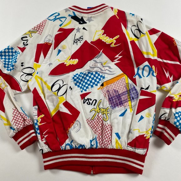 Vintage 80s 90s Ocean Pacific OP All Over Print Jacket Mens Medium Surf Bad Boy - Picture 2 of 13